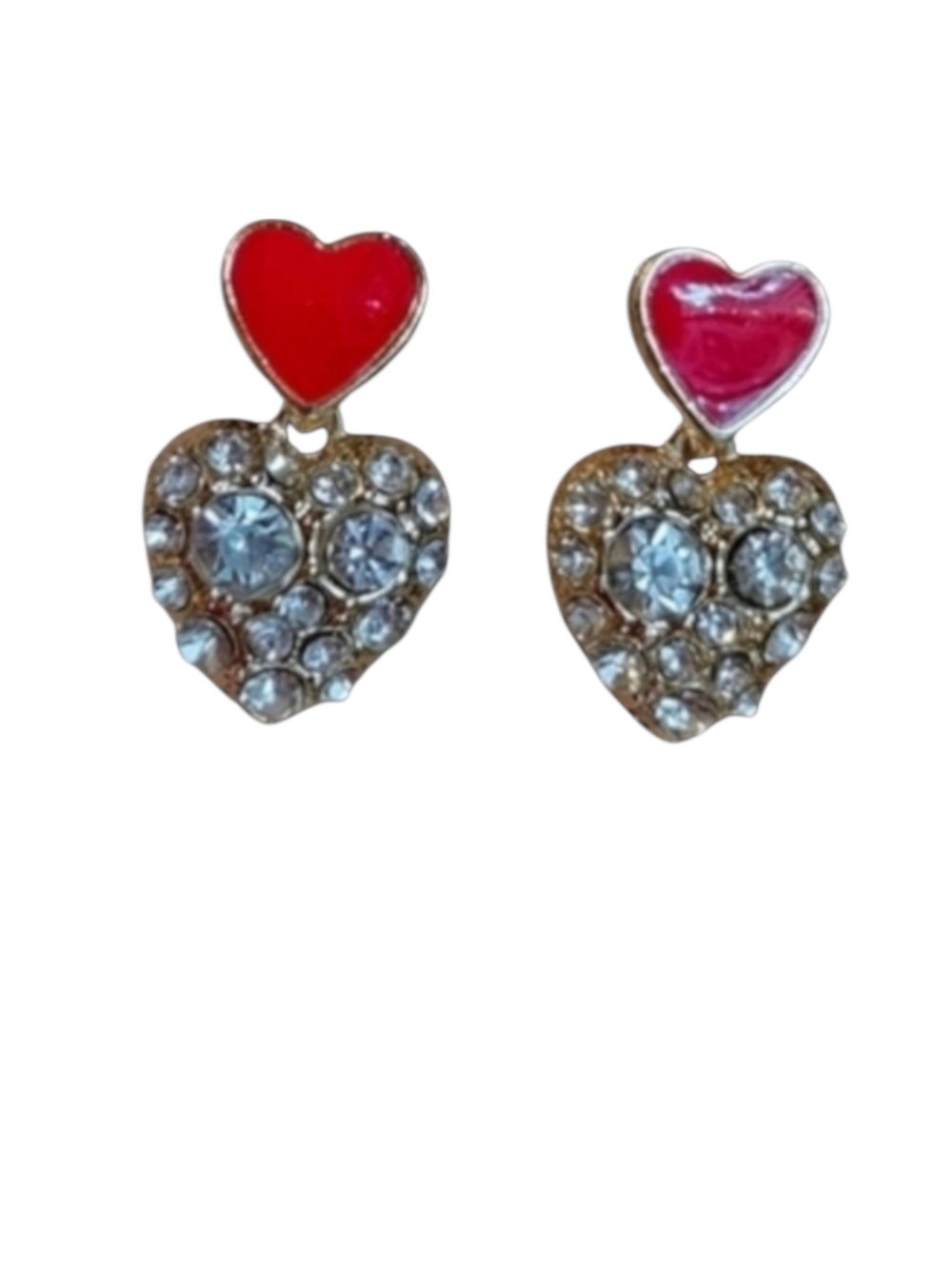 ❤️Heart-Shaped Sparkling Red & Clear Stone Earrings - NWOT